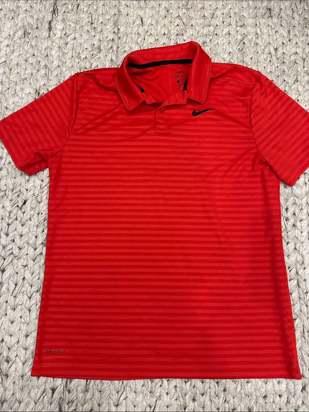 Nike Men’s Red Striped Dri-FIT Polo